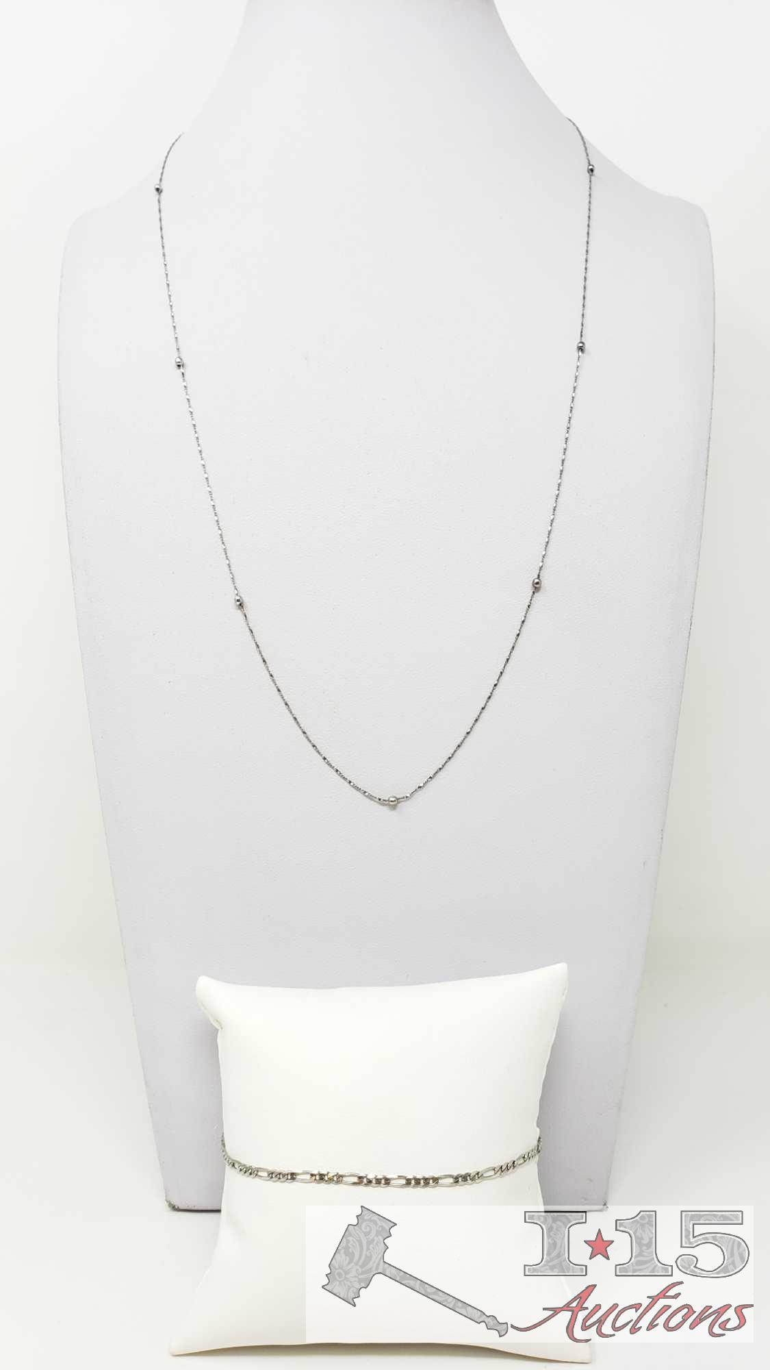 14k White Gold Necklace and Bracelet