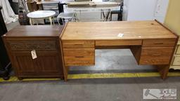 Mahogany Desk 62"...30"...30" and Small Media Center 30"...18"...30"