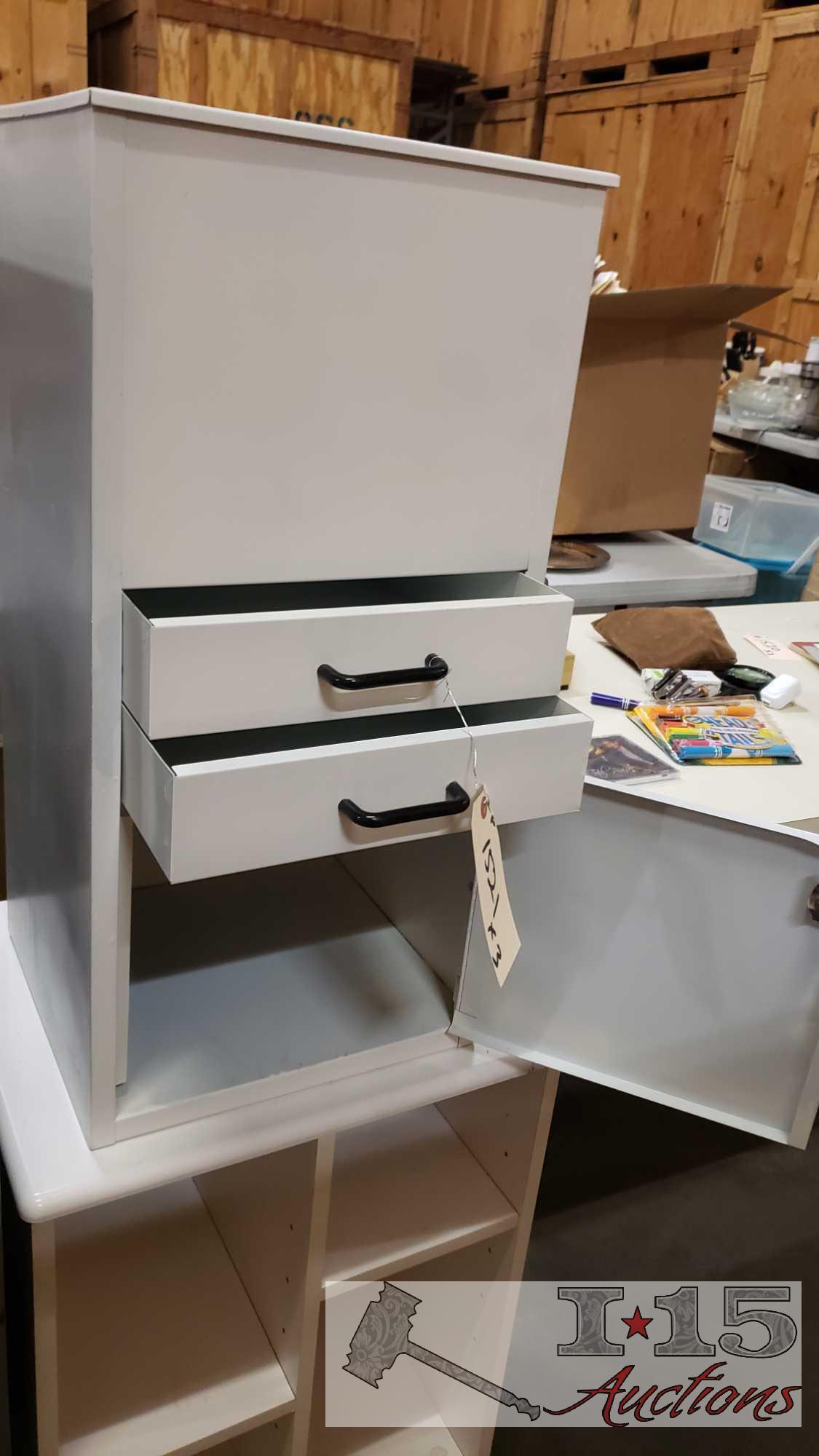 Large Filing Cabinet, Small Filing Cabinet, and Small Shelf