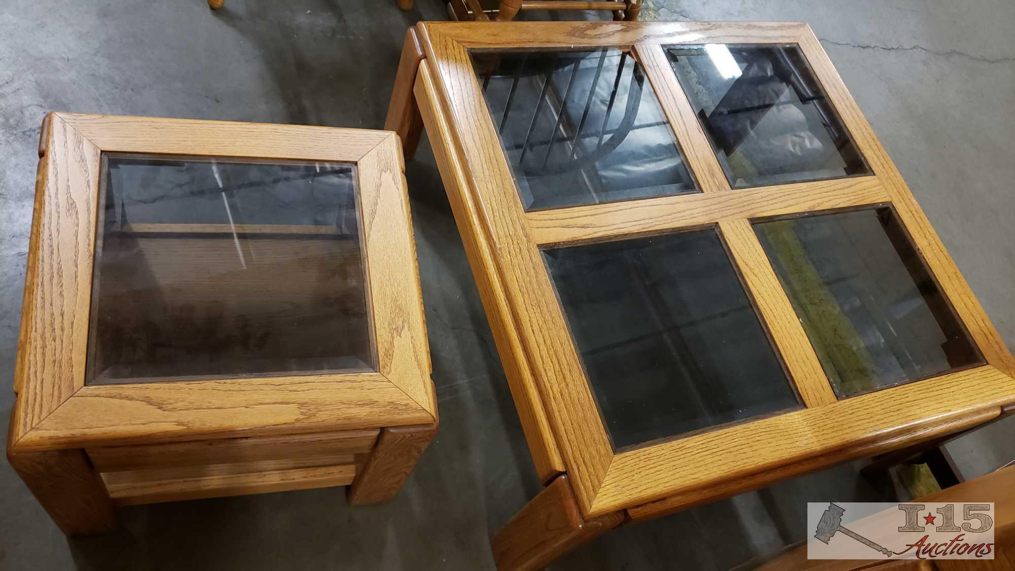 Wood with Glass Coffee Table and End Table