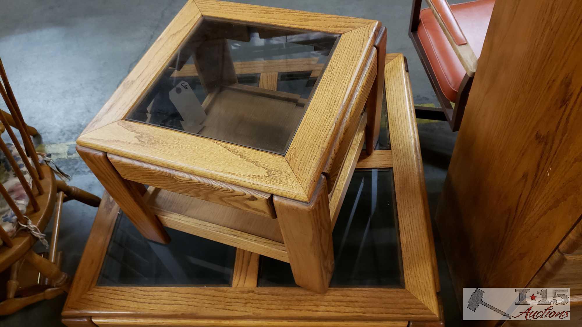 Wood with Glass Coffee Table and End Table