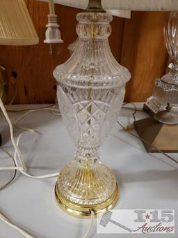 4 Crystal Lamps 31" - 37" Tall