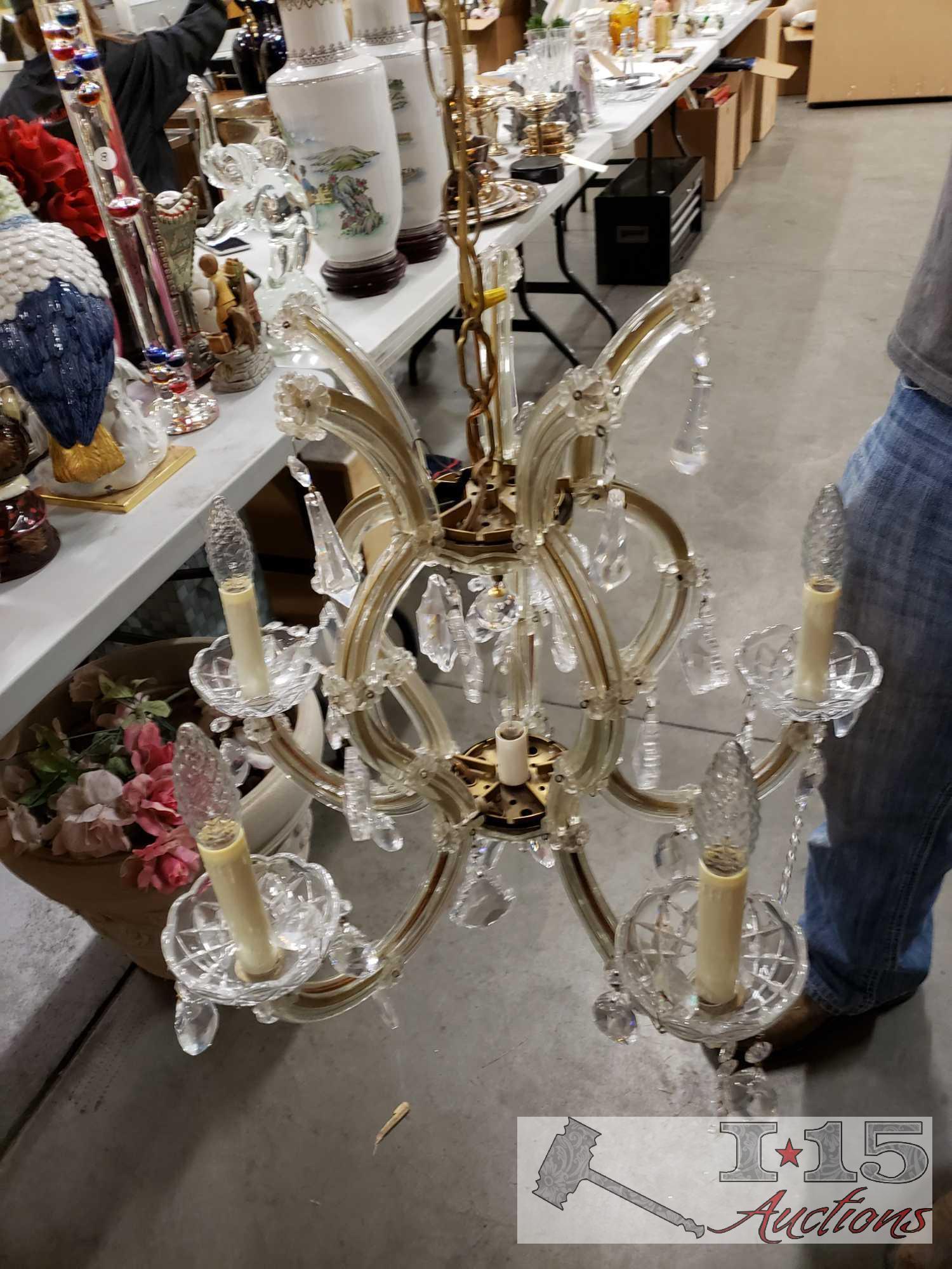 Crystal Chandelier, Approx 20" Tall