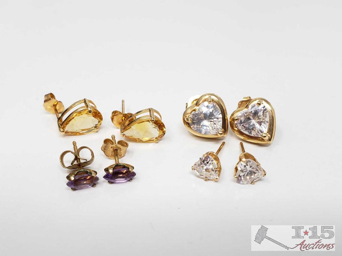 Four Pairs of 14k Earrings, 5g