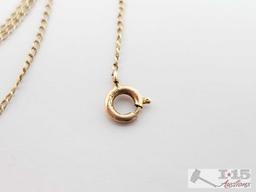 14k Gold Necklace with Gold and Diamond Pendent, 2.3g