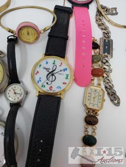 Assorted Watches, Stopwatches and a Necklace