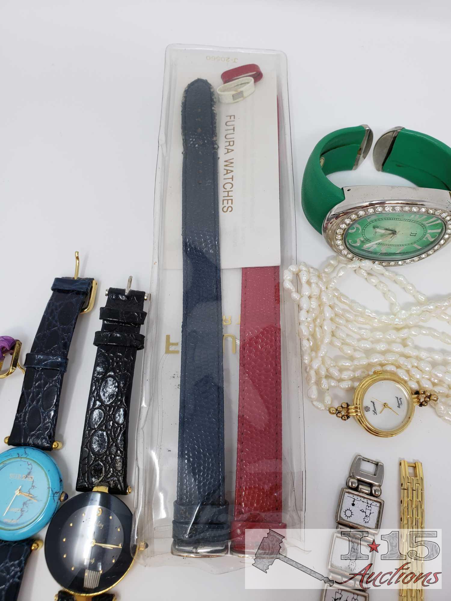 Assorted Watches, Stopwatches and a Necklace