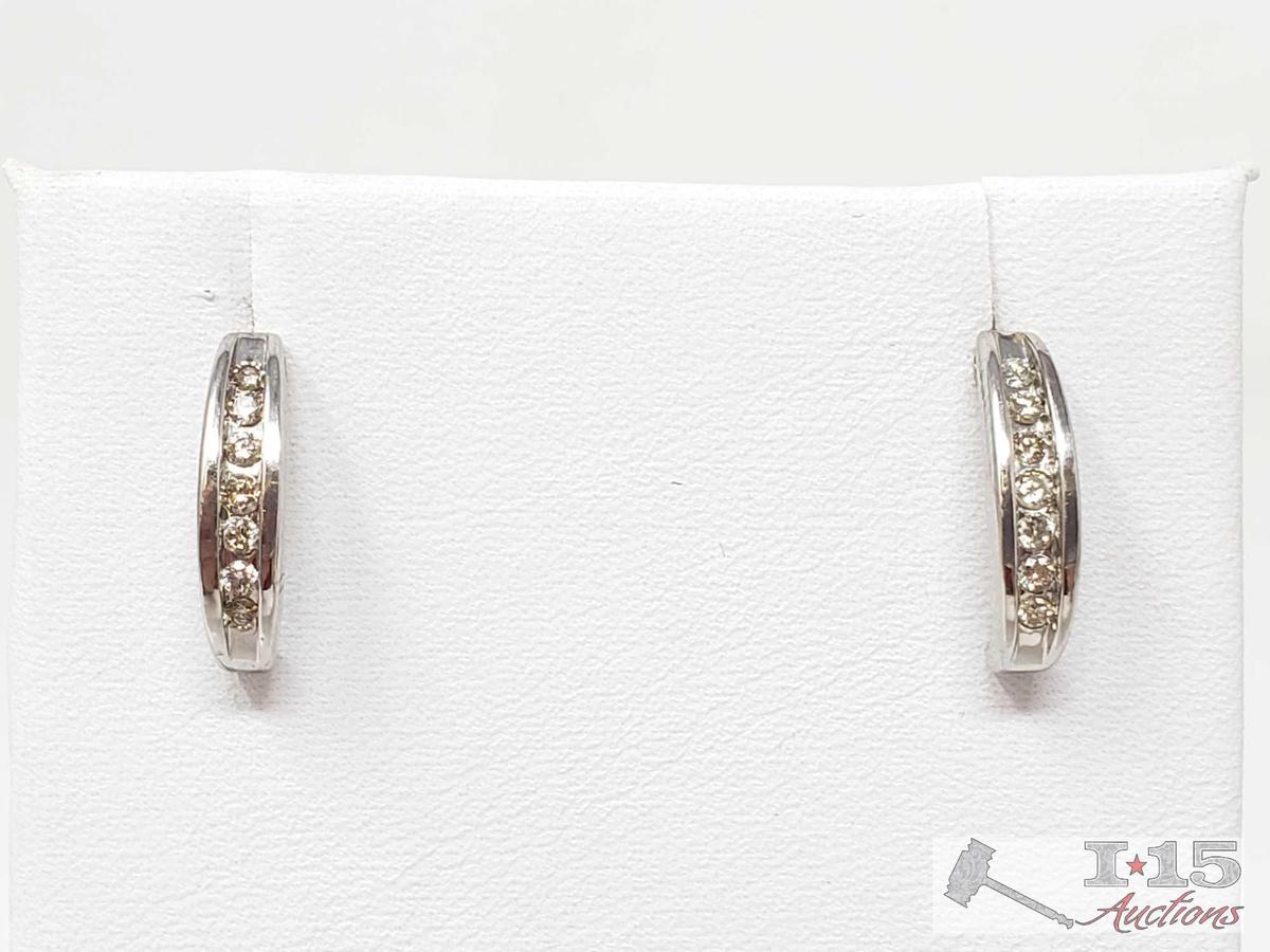 Pair of 14k White Gold Diamond Earrings, 2.1g