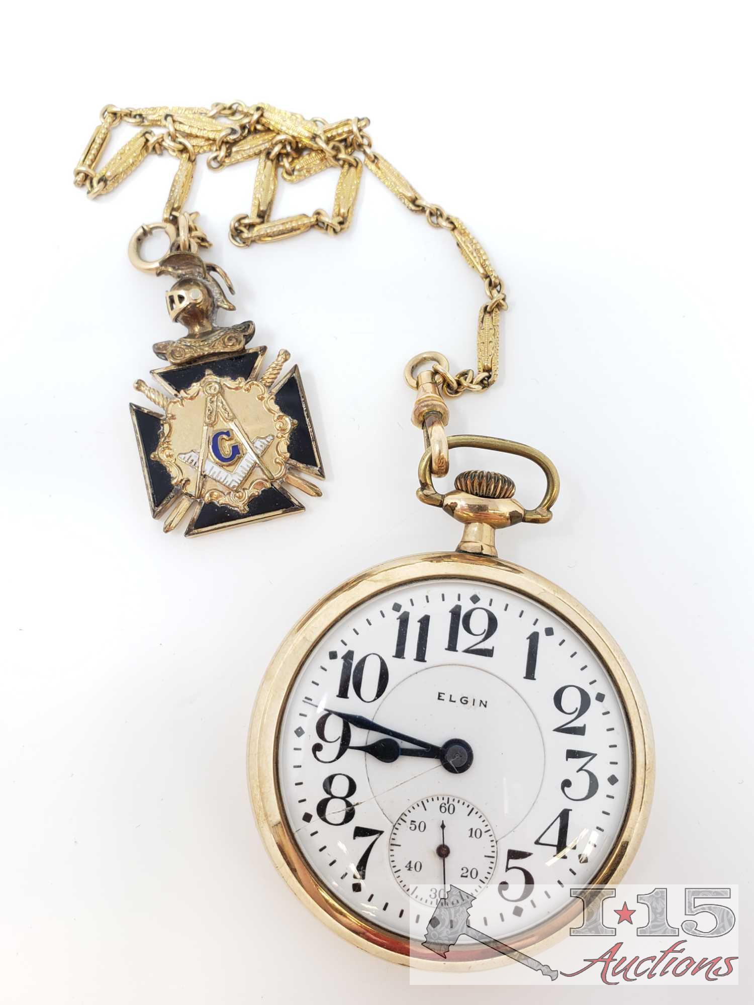 10k Gold B.W. Raymond Elgin Pocket Watch, 101.7g