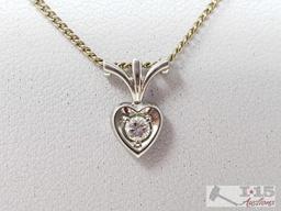 18k White Gold Diamond Pendent on a 14k Chain, 2.7g