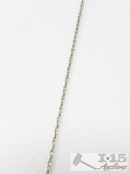 10k White Gold Necklace with Diamond Pendent, 3.8g