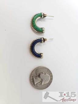 Two .925 Sterling Silver Earrings and Pin Set 15.9g