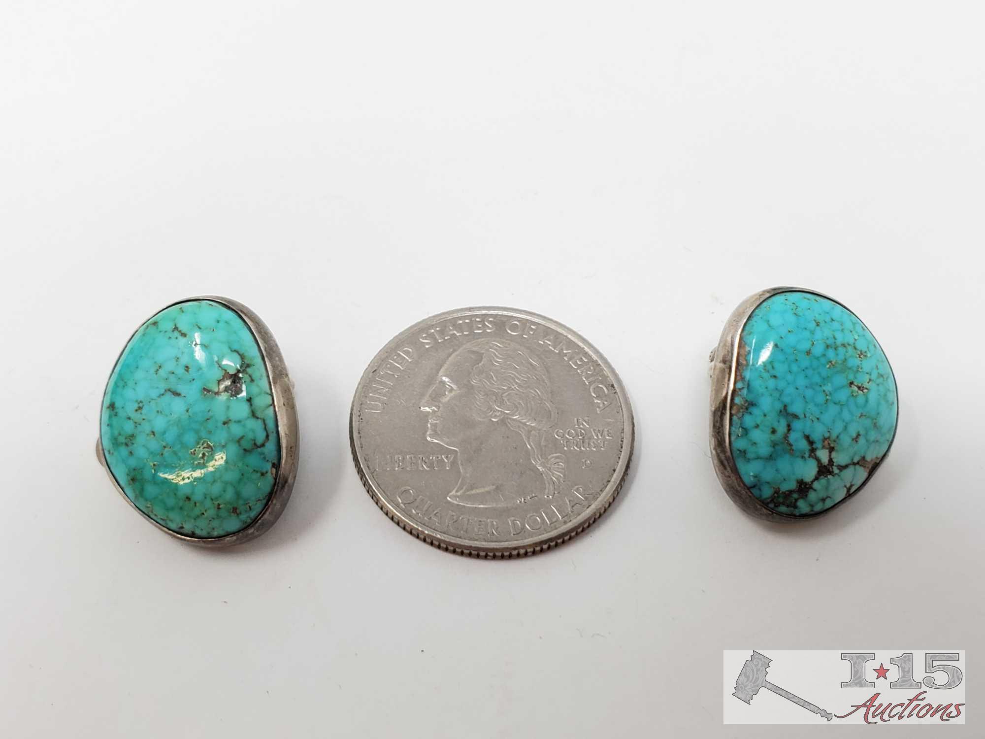 Five Pairs of Sterling Silver Turquoise Earrings, 26.5g