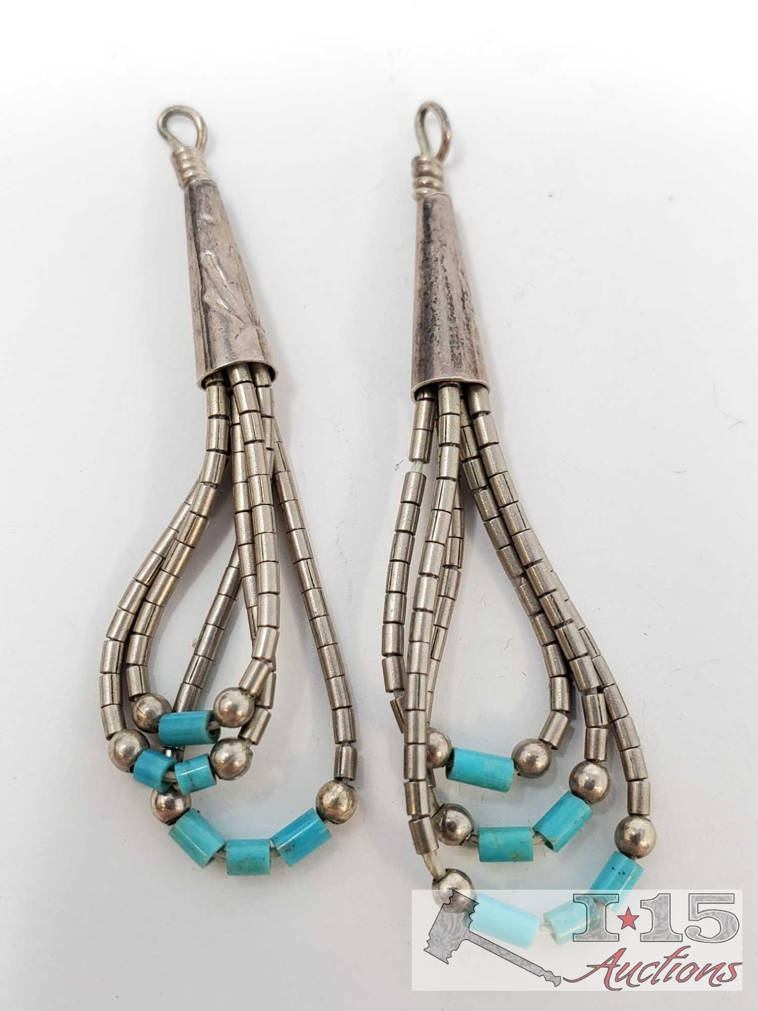 Five Pairs of Sterling Silver Turquoise Earrings, 26.5g