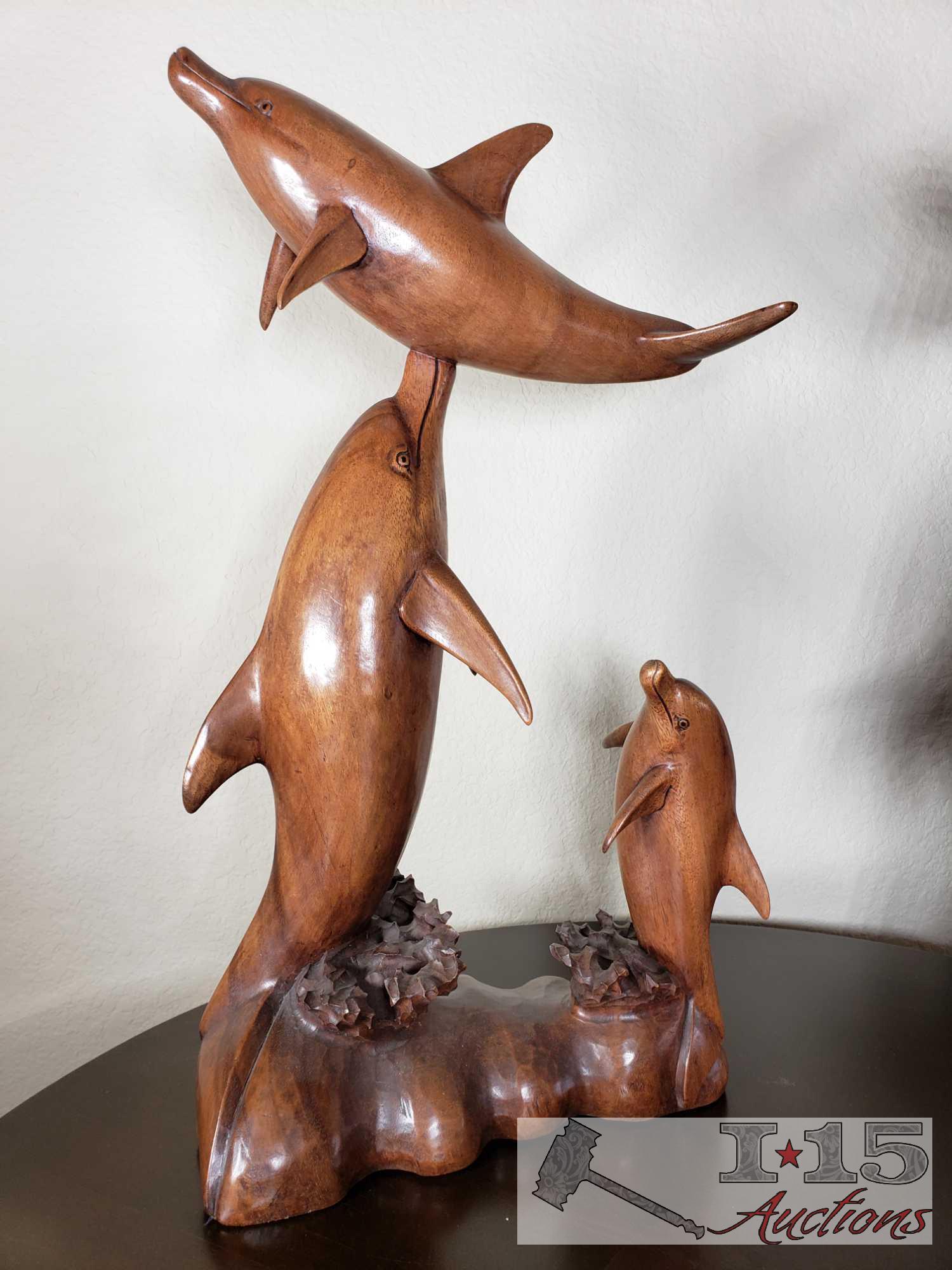 Hand Carved Wooden Dolphins