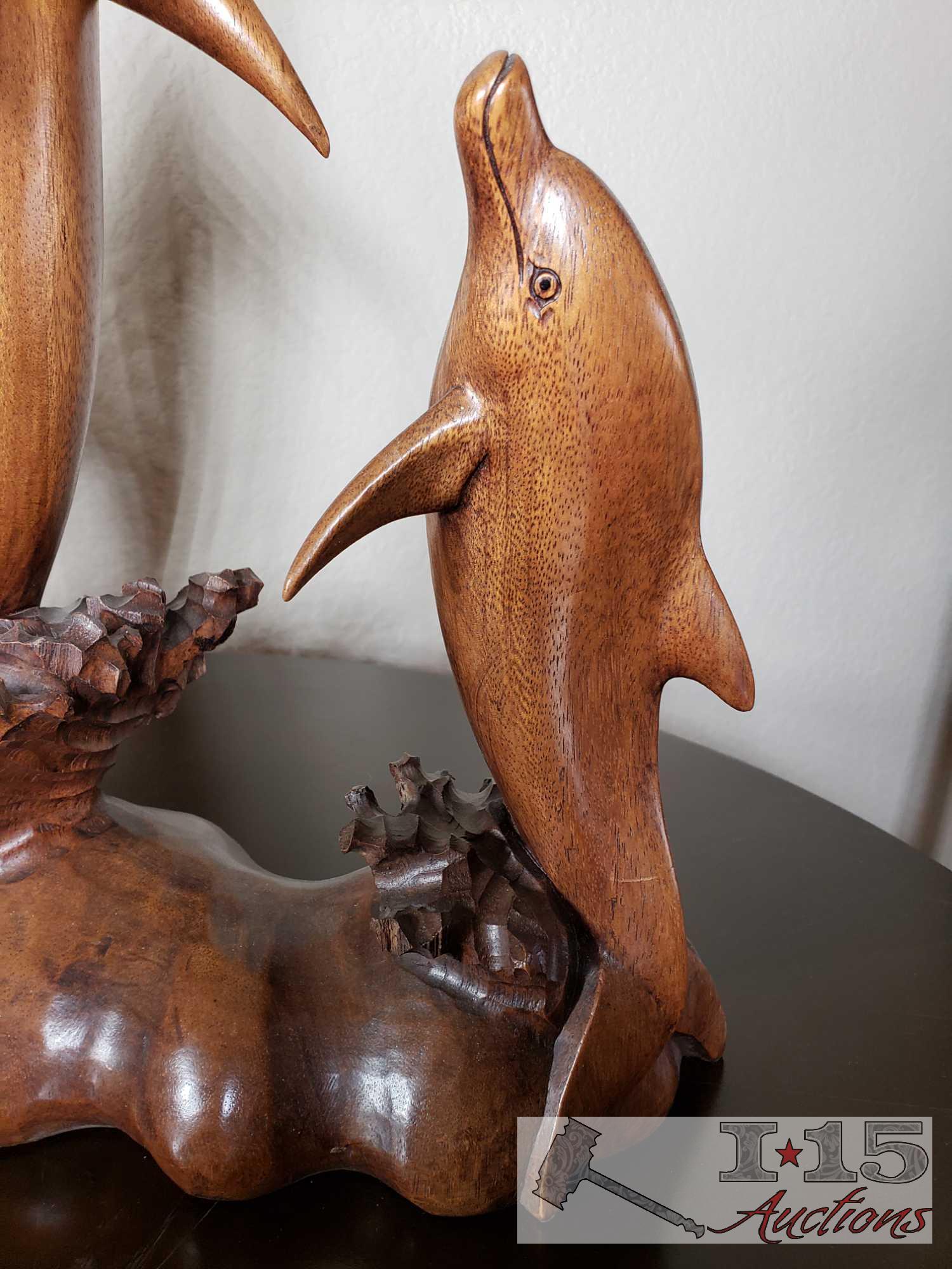 Hand Carved Wooden Dolphins