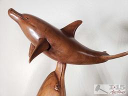 Hand Carved Wooden Dolphins