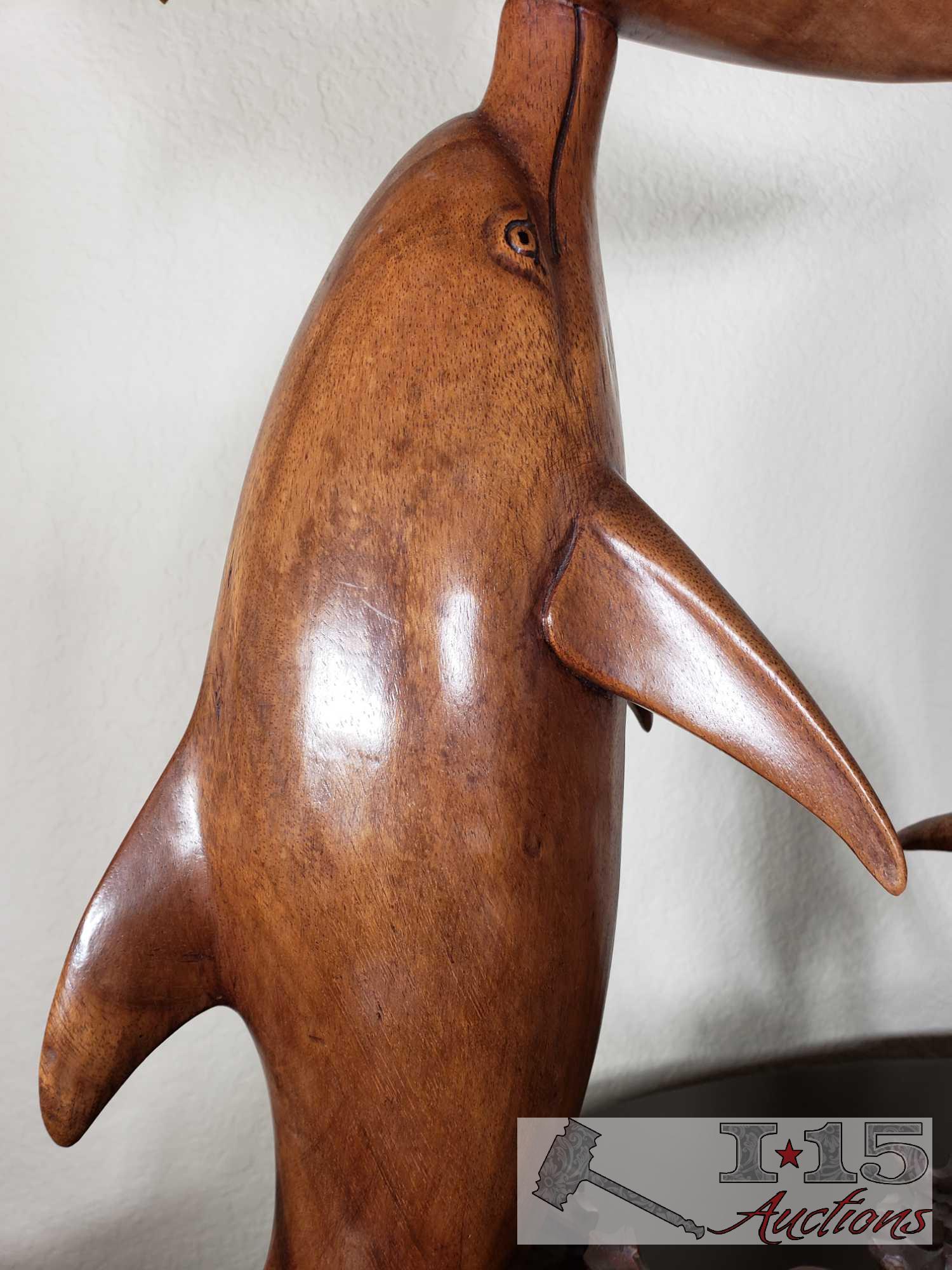 Hand Carved Wooden Dolphins