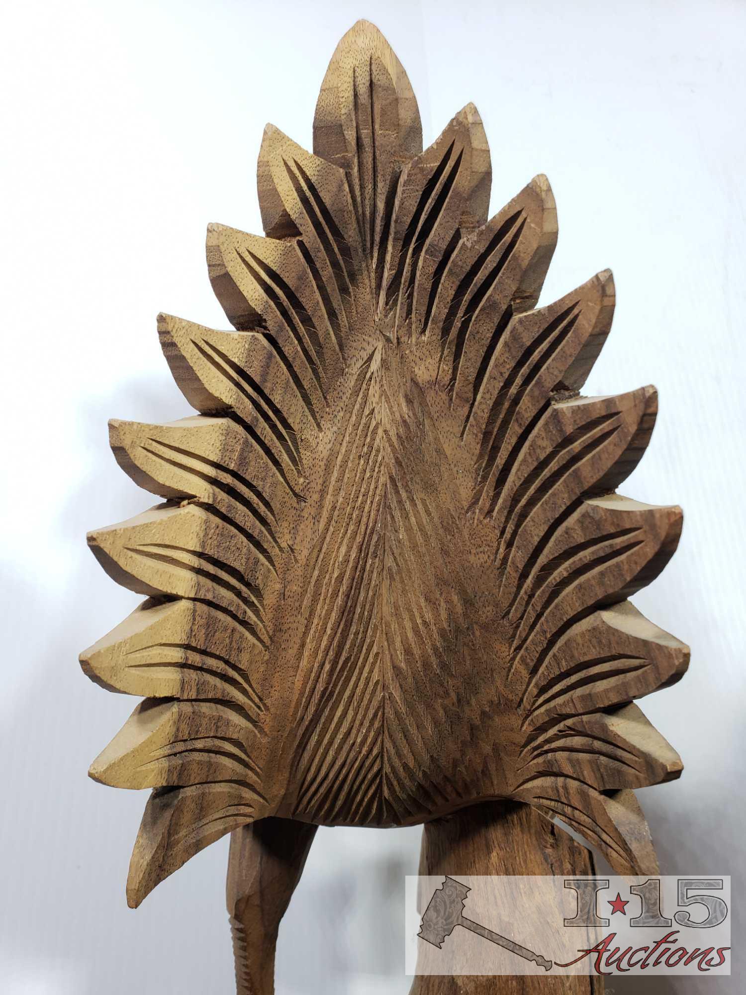 Hand Carved Javanese Ebony Wooden Roosters