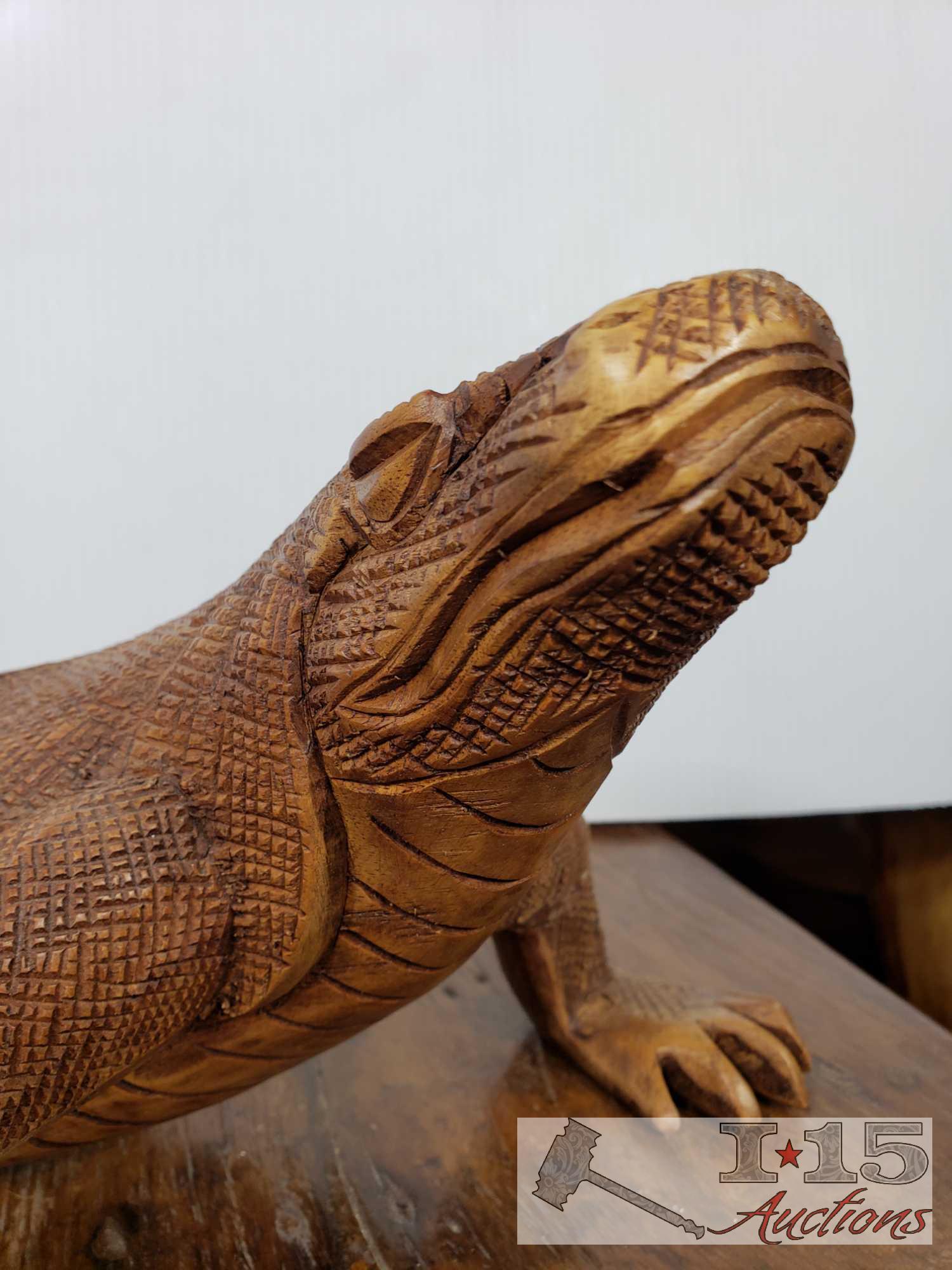 Hand carved Paid of Mini Komodo...Dragons, made from Teak.