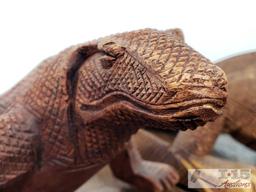Hand carved Paid of Mini Komodo...Dragons, made from Teak.