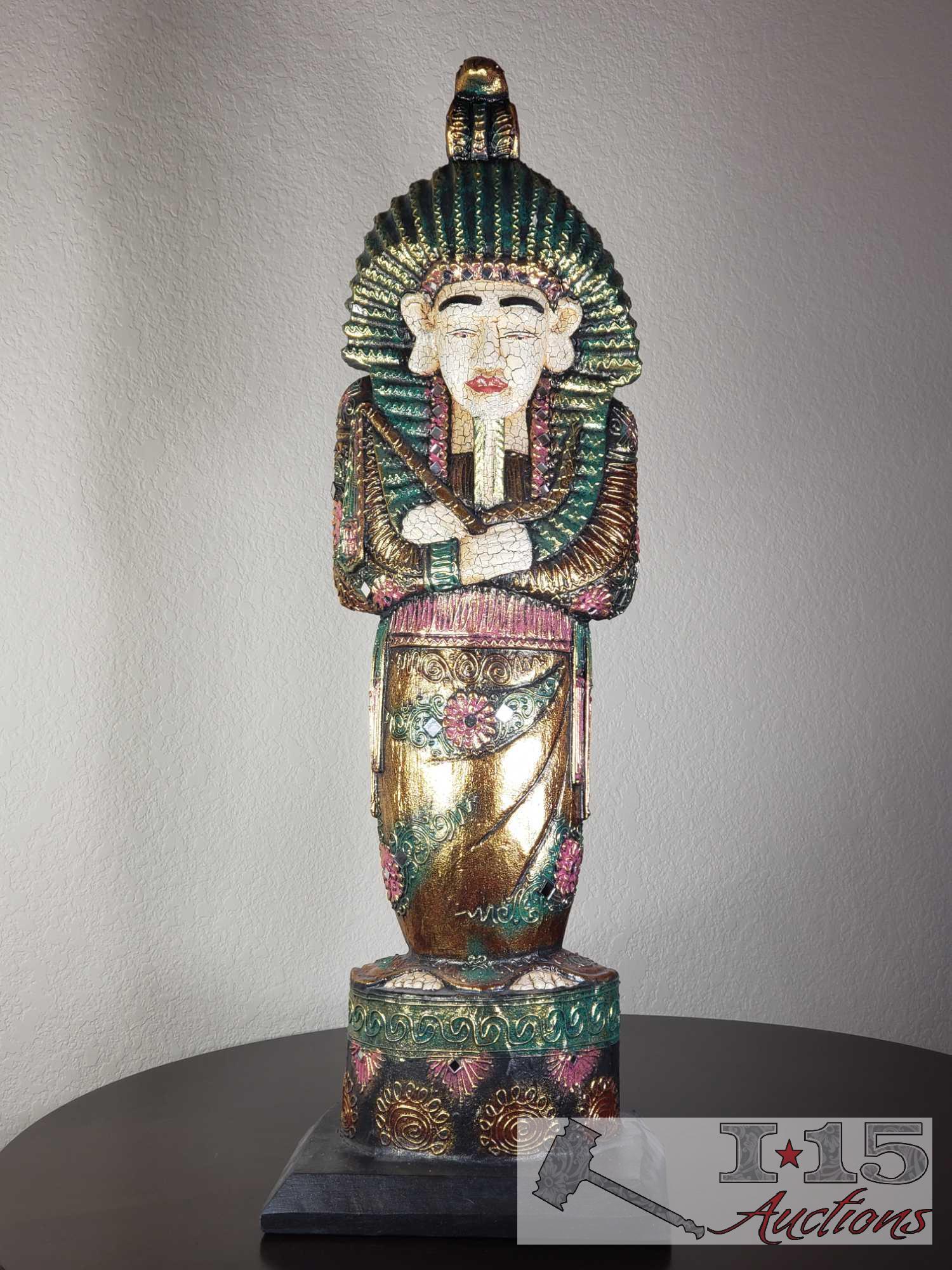 Hand Carved Egyptian Pharaohs, Hand painted. Made from Balsa wood