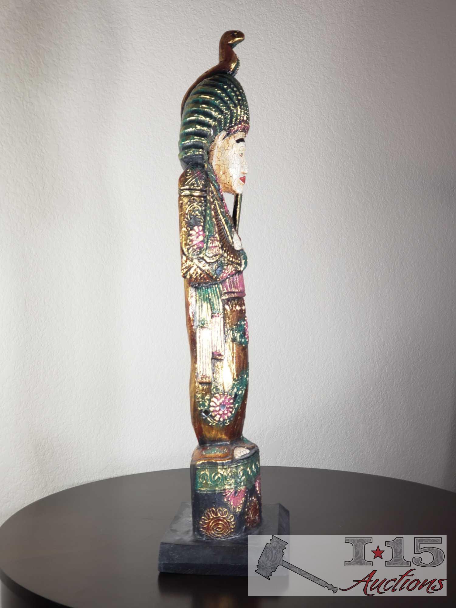 Hand Carved Egyptian Pharaohs, Hand painted. Made from Balsa wood