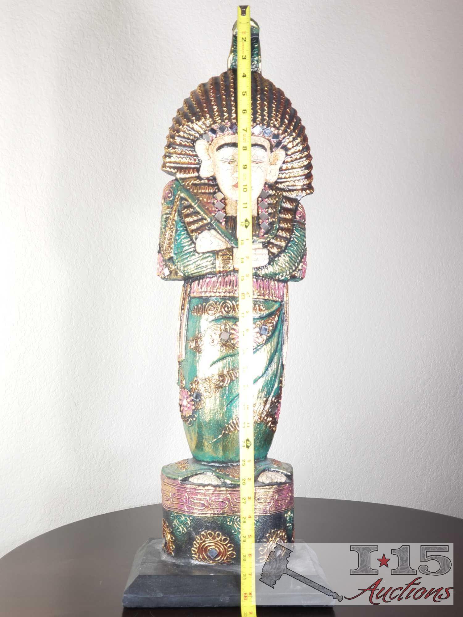 Hand Carved Egyptian Pharaohs, Hand painted. Made from Balsa wood