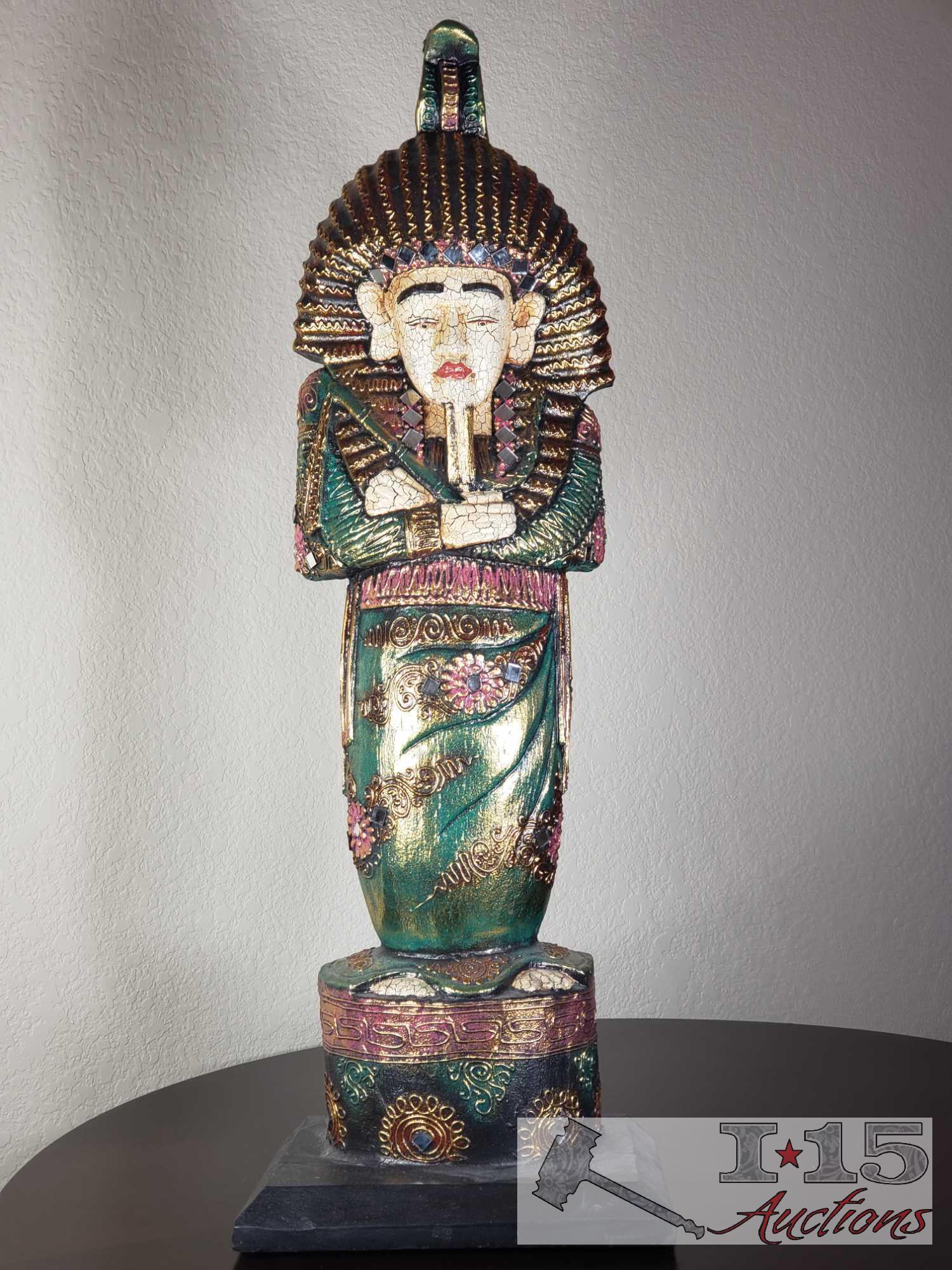 Hand Carved Egyptian Pharaohs, Hand painted. Made from Balsa wood