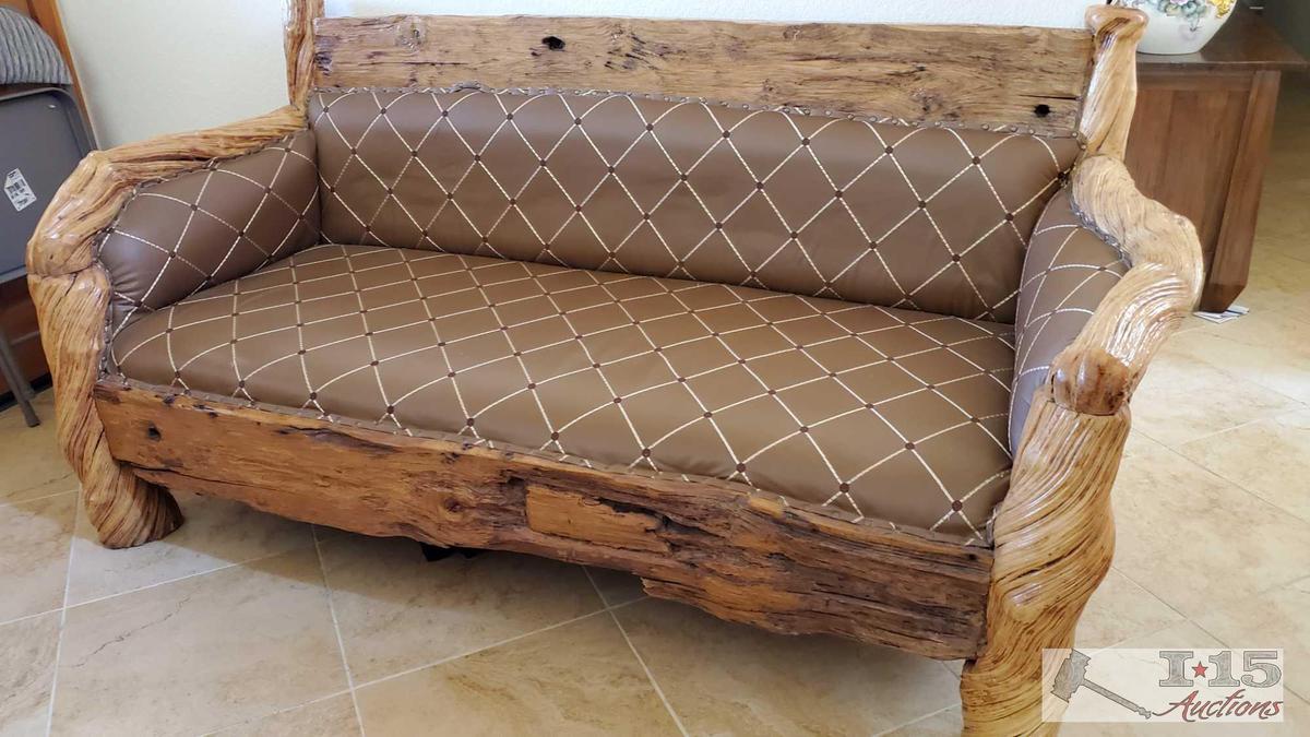 One of a Kind Bench made out of Petrified Vines and Teak Wood