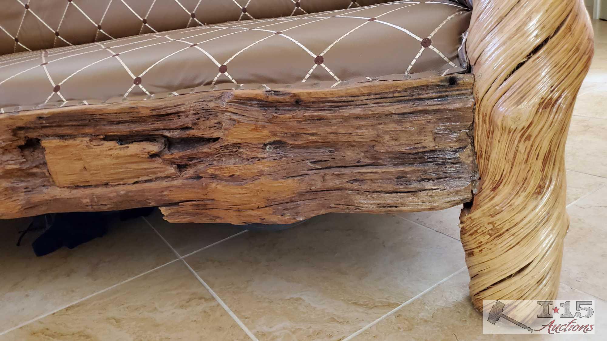 One of a Kind Bench made out of Petrified Vines and Teak Wood