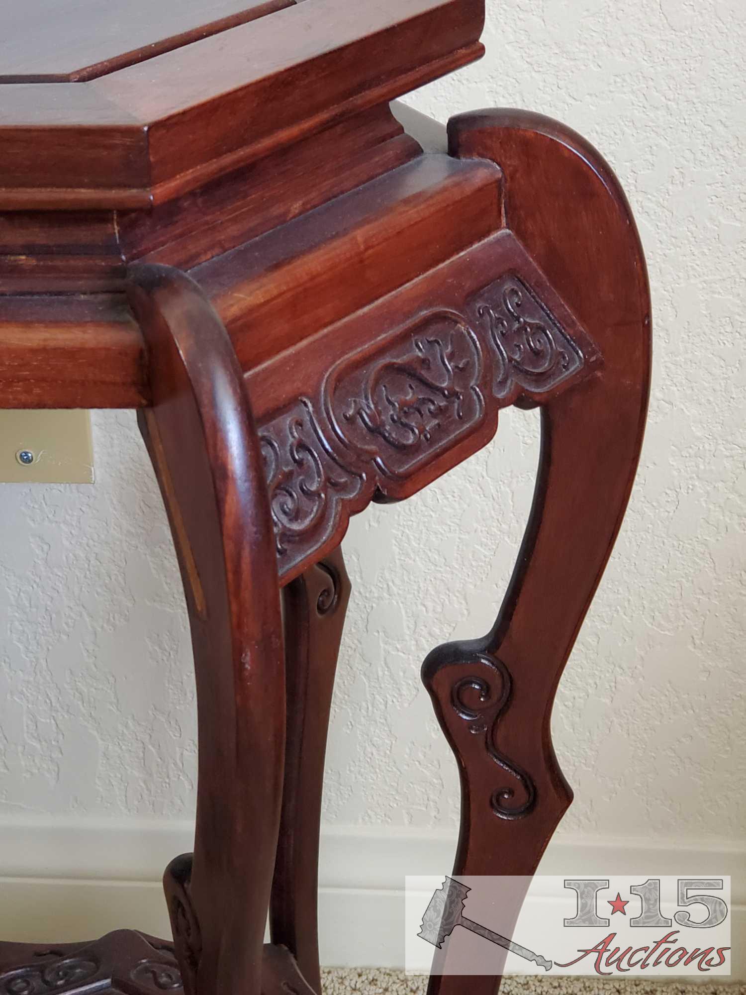 Hand Carved Italian design Office chair with leather. End table not included