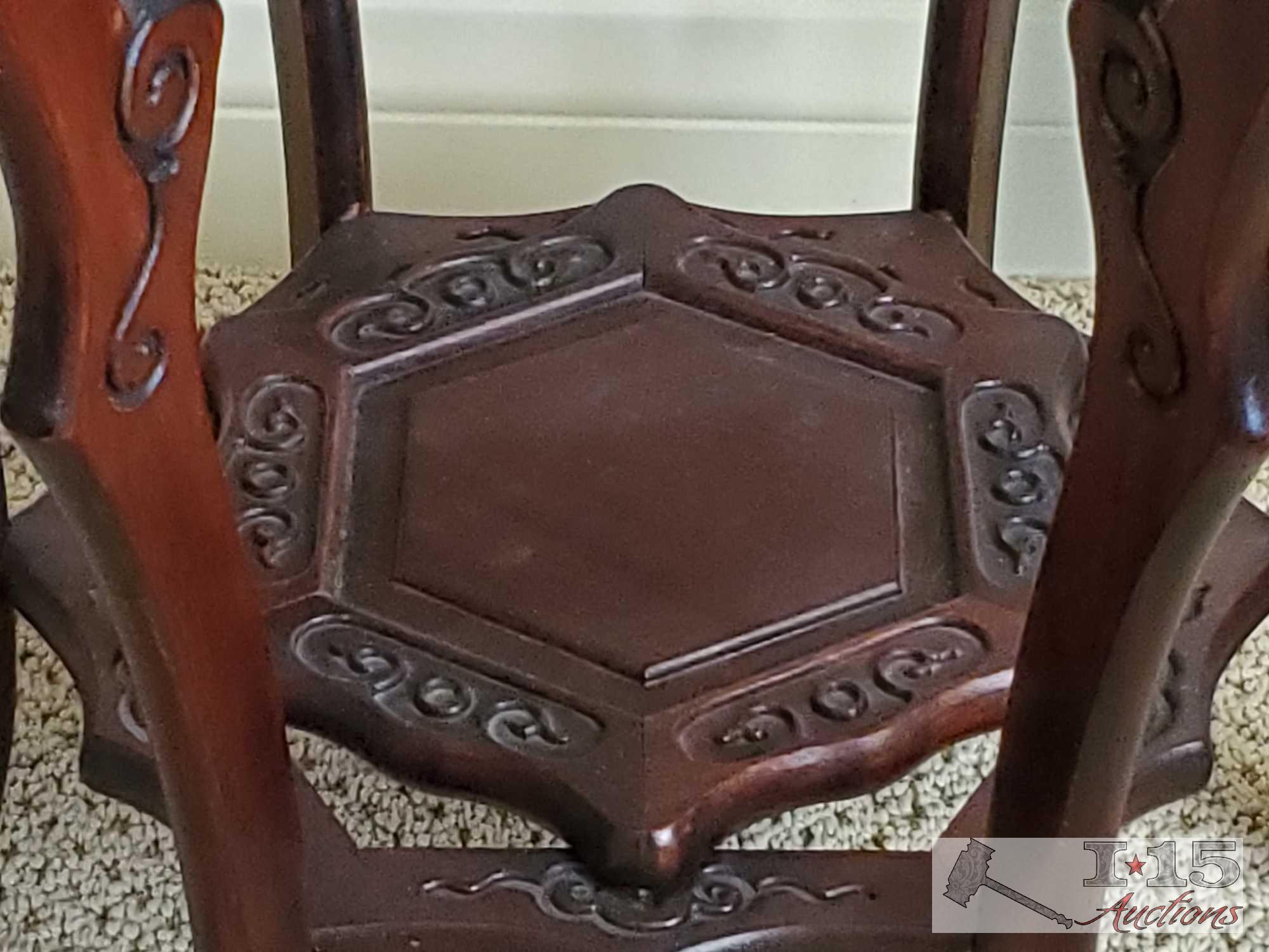 Hand Carved Italian design Office chair with leather. End table not included