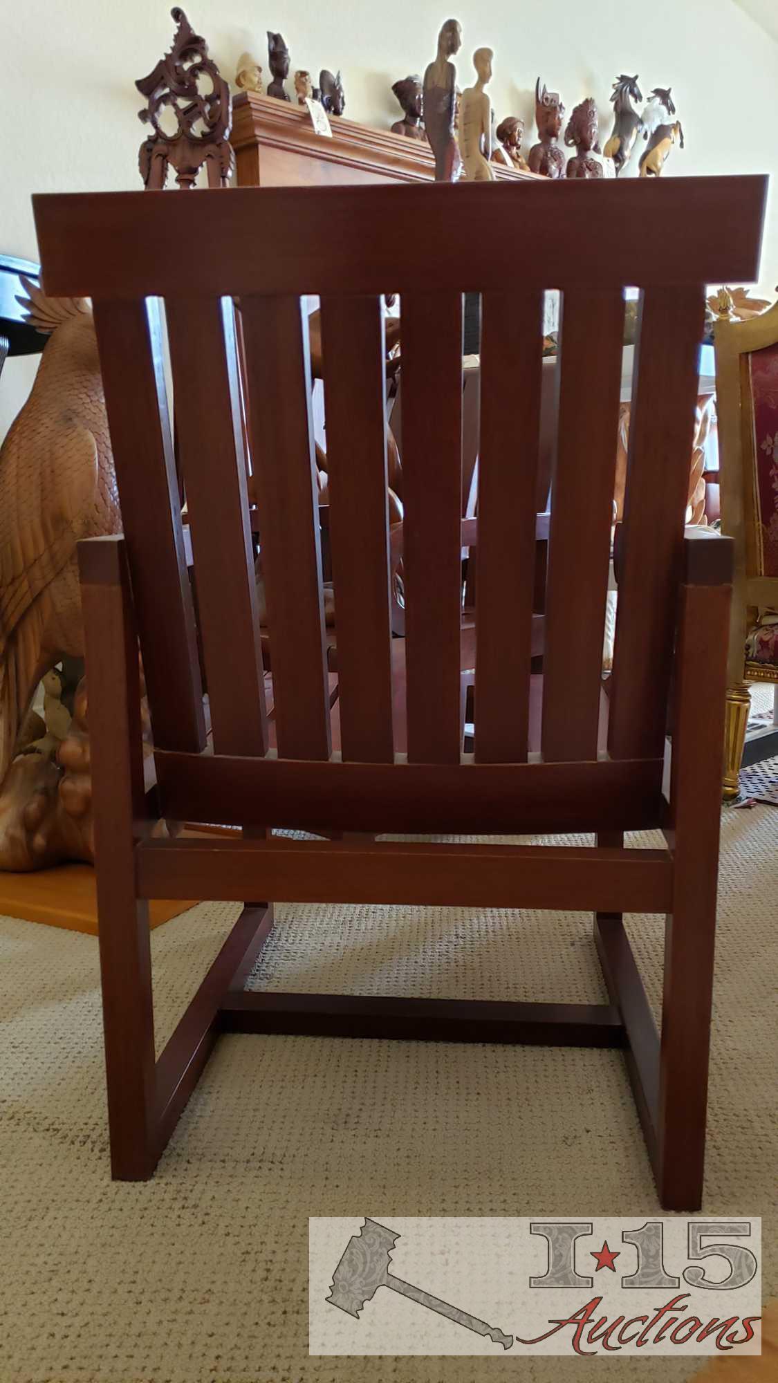 Two Chairs and End Table Hand- Carved from very heavy Merbau exotic Wood