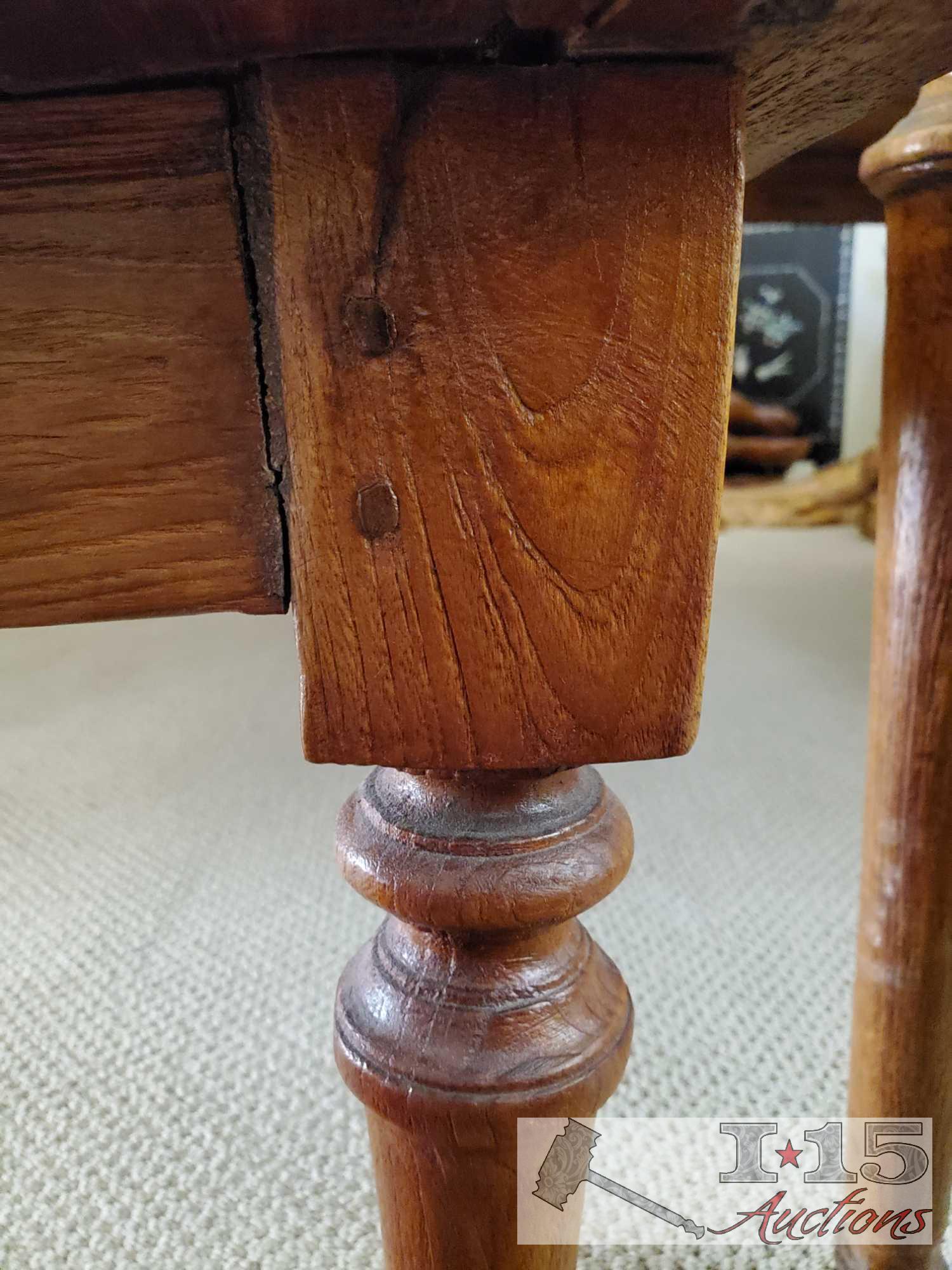 Late 1800?s Teak wood with Dutch Reverse painting on glass inlays. One of a kind, gorgeous table. &