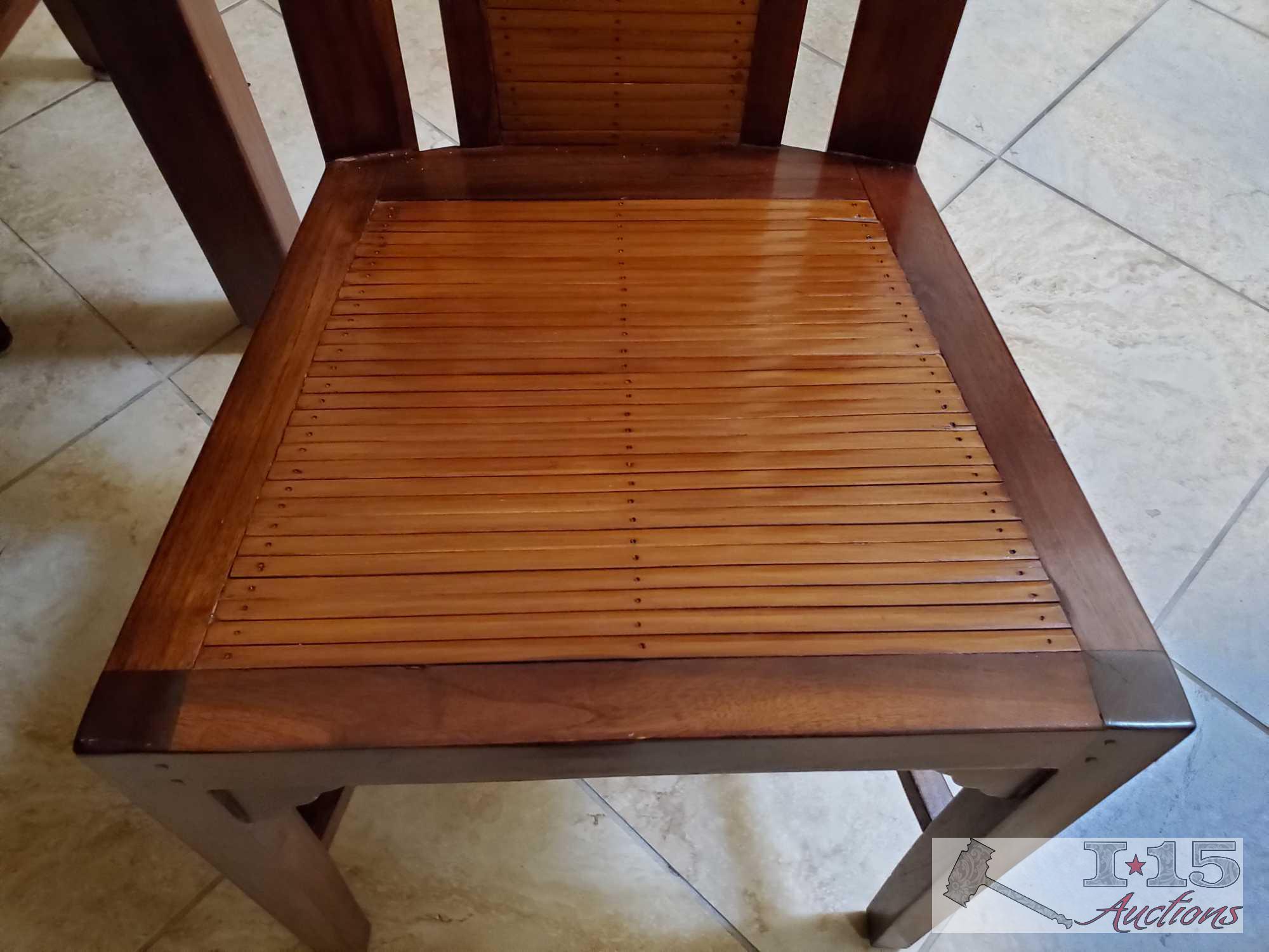 One of a Kind Hand made from Red Mahogany and bamboo Strips Dining Table with 4 Chairs