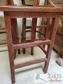 Three Coconut Palm with Tiger Bamboo Wooden Barstools