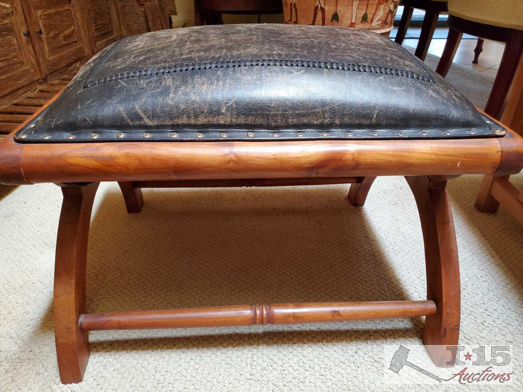 Small Ottoman, Teak sidea Table and Table Top Decoration