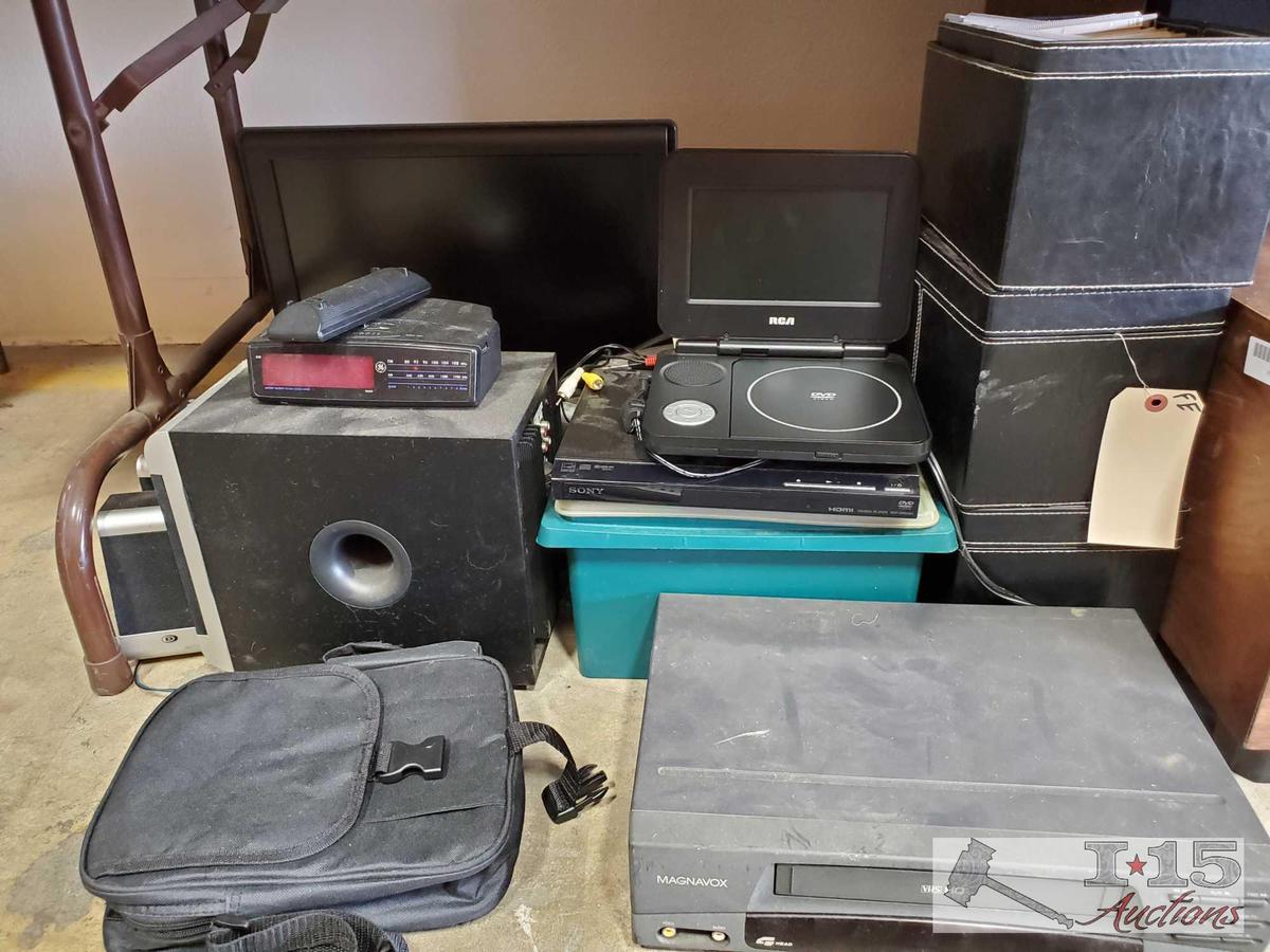 Sony DVD Playe, RCA Portable DVD Player, iPod Speaker Dock, Speakers, Assorted DVDs and More