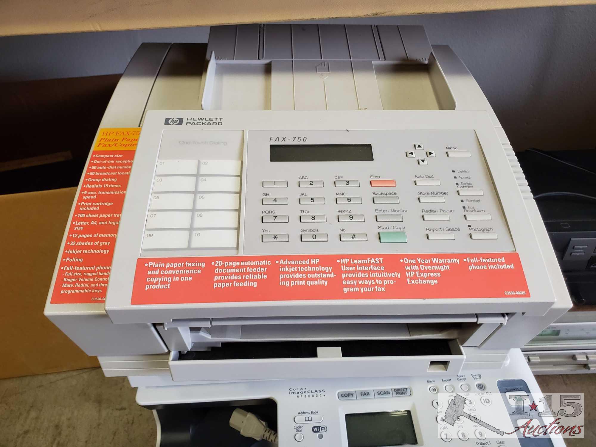Canon Printer/Copy Machine and a Hewlett Packard Fax-750