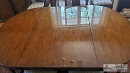 Beautiful genuine Baker Furniture Hepplewhite design oval dining table with 2 leafs & 10 matching