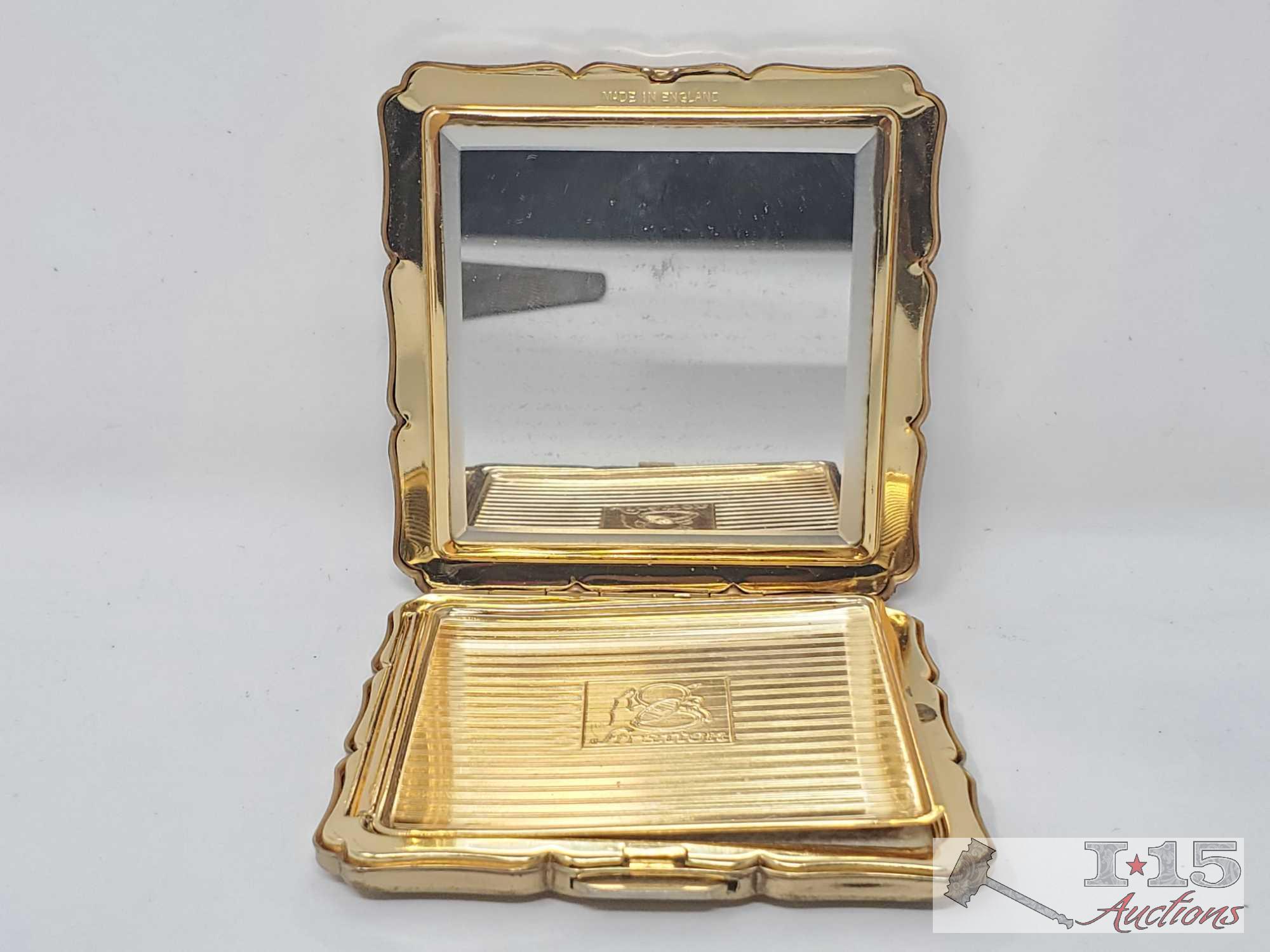 .800 Silver Card Holder and 3 Vintage Makeup Compacts, 175.7g