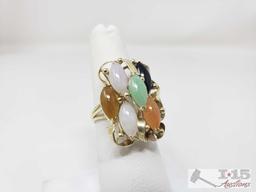 14k Gold Rainbow Jade Ring,6.2