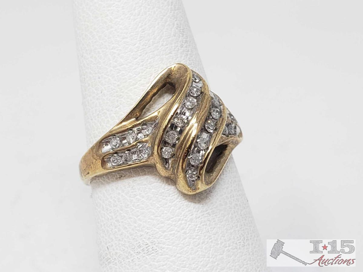 10k Gold Diamond Channel Setting Ring, 3.4