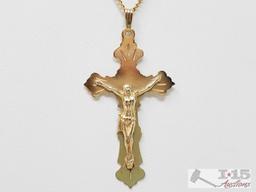 14k Gold Necklace with Cross Pendent, 8.8g