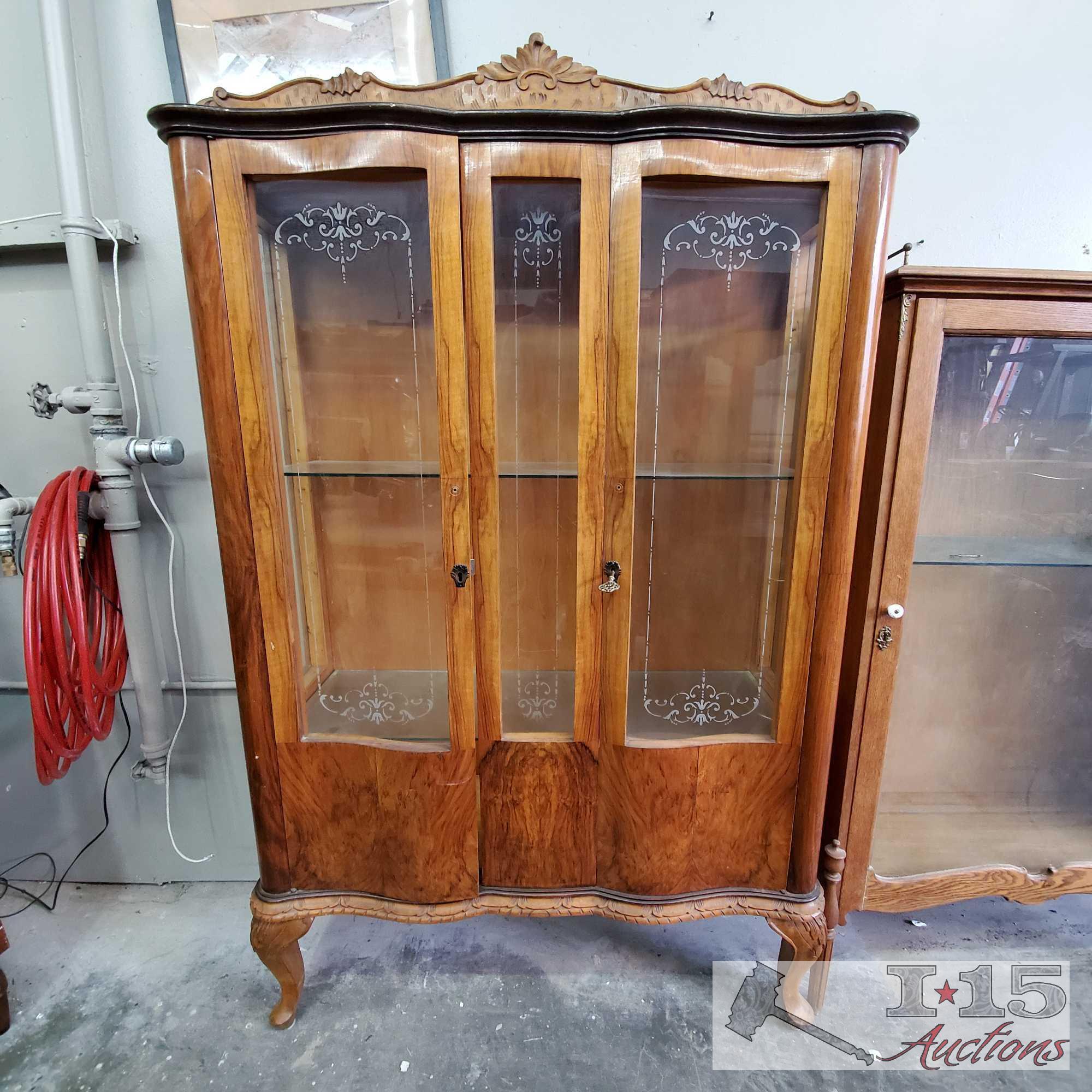 Antique Wood Cabinet w/ Carved Wood Trim