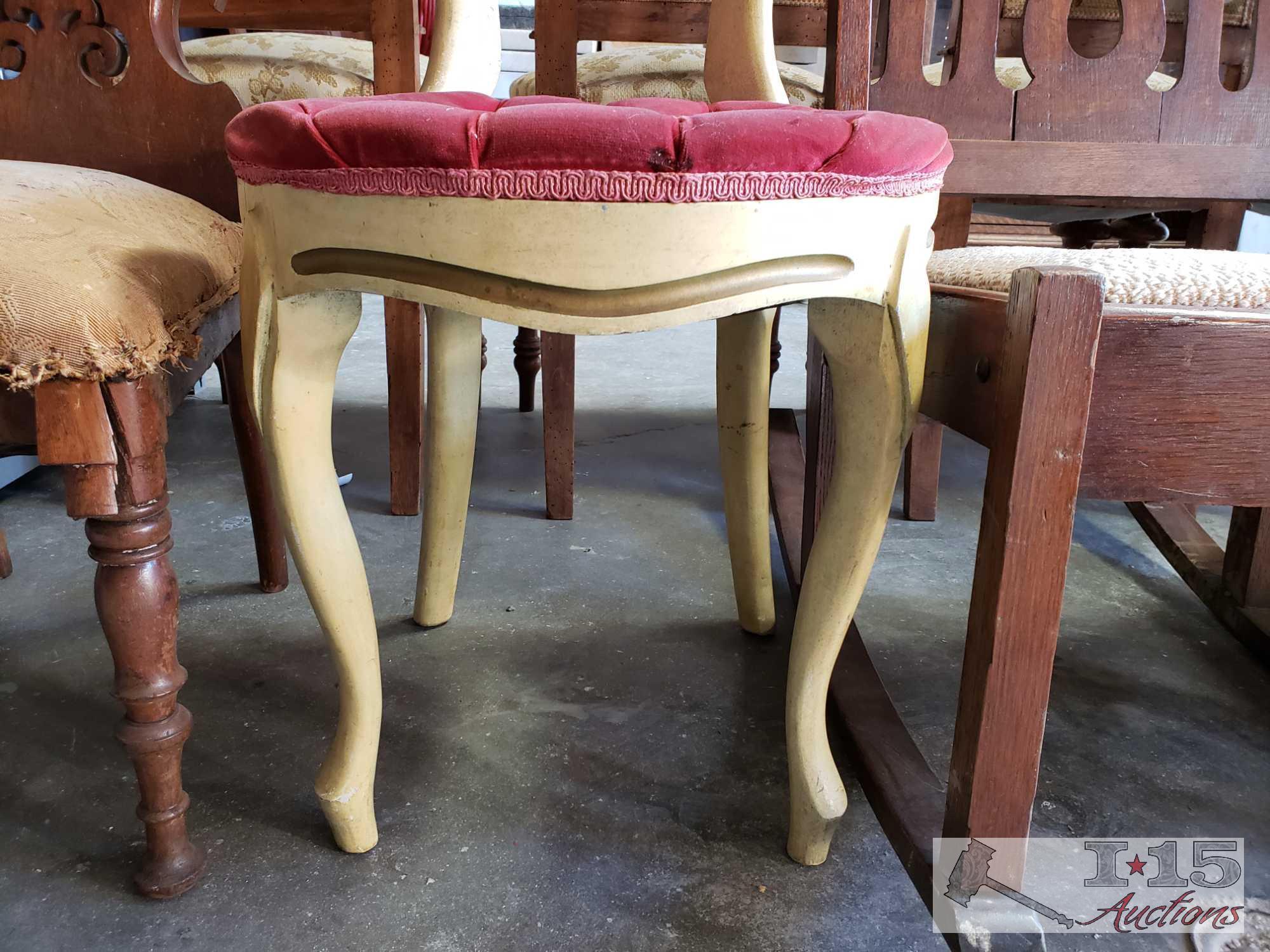 2 Antique Wood Chairs & 1 Antique Rocking Chair