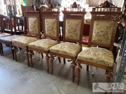 4 Antique Carved Wood Chairs