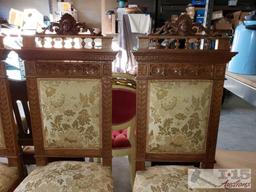 4 Antique Carved Wood Chairs
