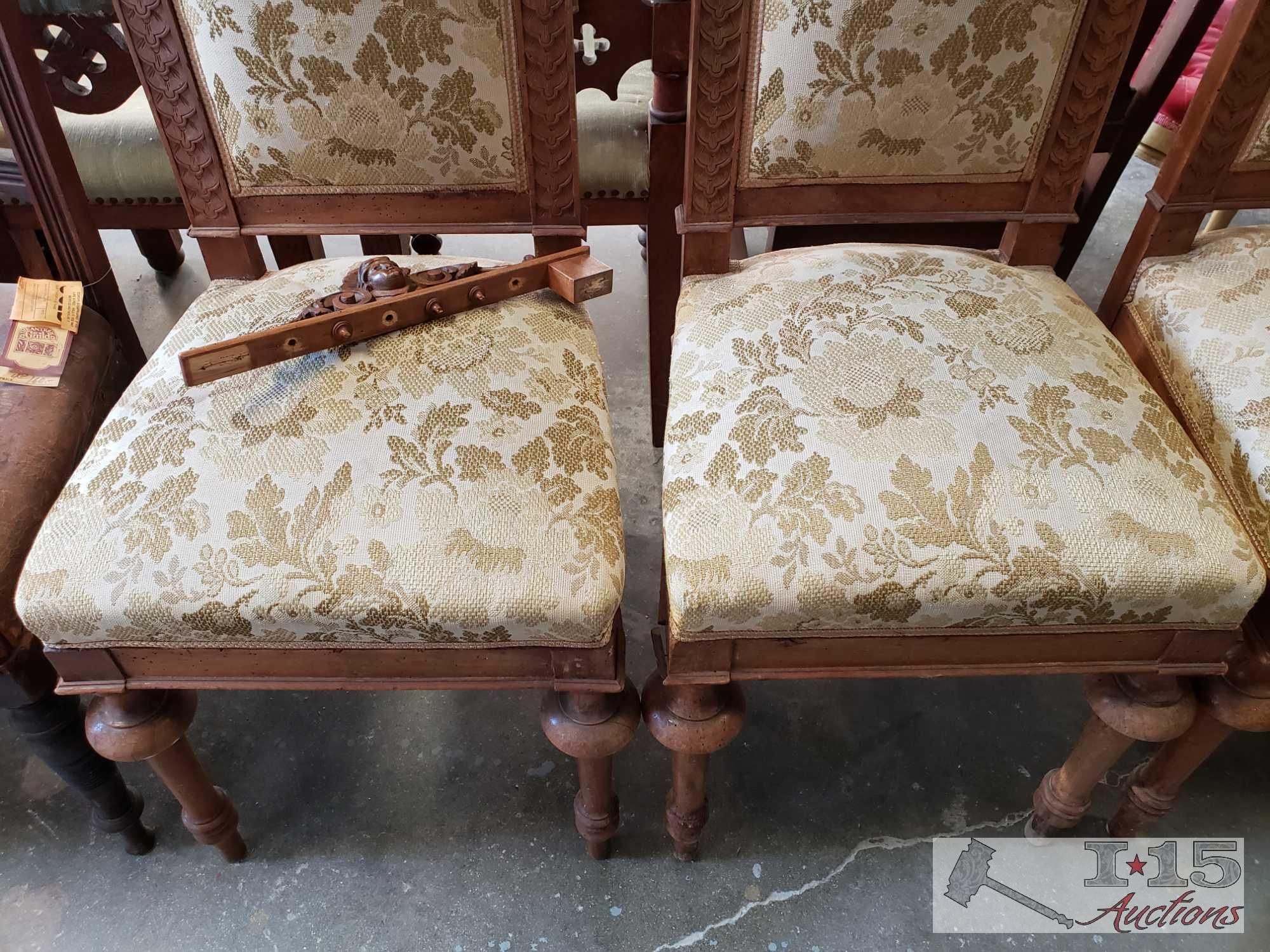 4 Antique Carved Wood Chairs